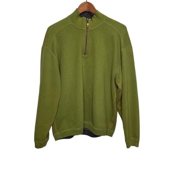 Tommy Bahama Reversible Grey Green 1/4 Zip Pullover Sweater  Size Medium - Picture 10 of 13